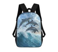 sinyumoney Dolphins Leaping Wave Mochila Escolar, Mochila De Negocios, Mochila Impermeable Para Libros Para Hombres, Mujeres Y Adolescentes 17inch