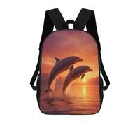sinyumoney Dolphins Sunset Ocean Mochila Escolar Infantil Impresa En 3D 17inch Mochilas De Moda Para Niños De Primaria Y Secundaria