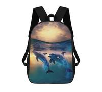 sinyumoney Dolphins Swimming Mochila Escolar Infantil De 17 Pulgadas, Mochila Escolar Impresa En 3D Para Niños De Primaria Y Secundaria
