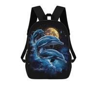 sinyumoney Dolphins Under The Moon Mochila Escolar Infantil De 17 Pulgadas Con Estampado 3D De Películas De Anime Para Niños, Mochila De Viaje, Mochila Escolar Infantil