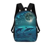 sinyumoney Dolphins Under The Moonlight Mochila Infantil, Mochila Escolar Impresa En 3D, Mochila Para Niños Y Niñas, Mochila Escolar Ajustable Para La Escuela Primaria 17inch