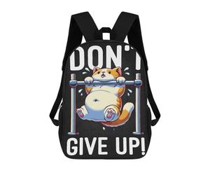 sinyumoney Dont Give Up - Cute Gym Workout Cat Mochila Escolar, De Negocios, Para Portátil, Unisex, Informal, Para Niñas, Niños Y Adolescentes 17inch