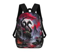 sinyumoney Dragon And Moon in Asian Landscape Mochila Impresa En 3D Para Niños, Mochila Escolar, Mochilas De Viaje Para Niños, Bolsas De Libros De Alta Capacidad, Mochila Infantil 17inch