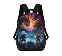 sinyumoney Dragon Battle Fantasy Artwork Mochila Mochila Informal Para El Día A Día, Para La Escuela, El Trabajo Y Los Viajes Para Hombres, Mujeres Y Adolescentes 17inch