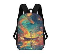 sinyumoney Dragon Boat Adventure Fantasy Art Mochilas Infantiles Mochila Escolar Impresa En 3D Para Niños Mochilas De Viaje Bolsas Para Libros Para Niños 17inch Mochila Escolar