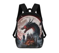 sinyumoney Dragon Castle Under Full Moon Mochila Escolar De Moda Para Estudiantes, Adecuada Para Niños Y Niñas, Mochila Informal Para Viajes Al Aire Libre, Esencial Para El Día A Día 17inch