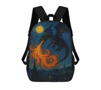 sinyumoney Dragon Fire Starry Night Painting Mochila Escolar Para Niñas Mochila Impermeable Mochila Informal De Día Mochila Ligera Para Niño Y Niña Mochila Escolar 17inch