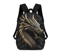 sinyumoney Dragon Head Gold Decor Mochila Escolar Grande Resistente Al Agua Para Portátil Para Niñas Y Adolescentes 17inch