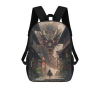sinyumoney Dragon in A Edo Village Mochila Con Bolsillo Mochilas Impresas En 3D, Mochilas De Viaje, Mochilas Para Libros, Mochila Escolar Para Niños 17inch