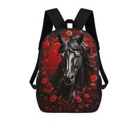 Sinyumoney Dragon Lair Mochilas Para Niños, Mochilas Escolares Impresas En 3D, Mochilas De Viaje De Moda Para Niños (Primaria, Universidad), Black Beauty In Red Roses, 17"