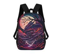 sinyumoney Dragon Moonlight Mochila Con Bolsillo Mochilas Impresas En 3D, Mochilas De Viaje, Mochilas Para Libros, Mochila Escolar Para Niños 17inch