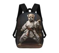 Sinyumoney Dragon On The Cliff Edge Mochila Escolar Impreso 3D para Niños Y Niñas Mochila Portátil Para Niños/Estudiantes/Adultos, Karate Dog, 17"