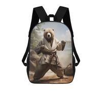 Sinyumoney Dragon On The Cliff Edge Mochila Escolar Impreso 3D para Niños Y Niñas Mochila Portátil Para Niños/Estudiantes/Adultos, Karate Bear, 17"