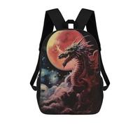 Sinyumoney Dragon On The Cliff Edge Mochila Escolar Impreso 3D para Niños Y Niñas Mochila Portátil Para Niños/Estudiantes/Adultos, Dragon In 60s Rock - Álbum, 17"