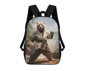 Sinyumoney Dragon On The Cliff Edge Mochila Escolar Impreso 3D para Niños Y Niñas Mochila Portátil Para Niños/Estudiantes/Adultos, Karate Bear, 17"