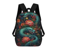 sinyumoney Dragon Serpent with Flowers 17inch Mochilas Escolares Impresas En 3D, Mochilas Escolares De Moda Para Niños De Primaria Y Secundaria