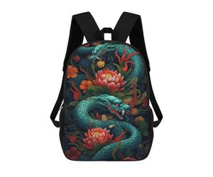 sinyumoney Dragon Serpent with Flowers Mochilas Escolares, De Viaje Y Universitarias Para La Escuela/trabajo/viajes 17inch