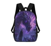 sinyumoney Dragon Vs. Hero Epic Fantasy Battle Mochila Escolar Infantil De 17 Pulgadas Con Estampado 3D De Películas De Anime Para Niños, Mochila De Viaje, Mochila Escolar Infantil