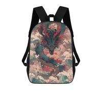 sinyumoney Dragon Waves Japanese Mochila Escolar De Moda Para Estudiantes, Adecuada Para Niños Y Niñas, Mochila Informal Para Viajes Al Aire Libre, Esencial Para El Día A Día 17inch