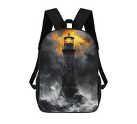 sinyumoney Dramatic Lighthouse Amidst Storm in Charcoal Style Mochilas Para Niños Mochila Escolar Mochila Escolar Impresa En 3D Para Niños Estudiantes De Primaria Y Secundaria 17inch