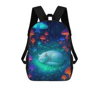sinyumoney Dreamy Cat in Mushroom Forest Mochila Escolar Infantil, Mochilas Impresas En 3D, Mochilas Escolares De Moda Para Niños De Primaria Y Secundaria 17inch