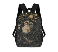 sinyumoney Dreamy Chimpanzee in Starry Night Mochila Escolar Para Niños De 17 Pulgadas, Mochila Informal De Viaje Para Niños Y Niñas, Mochila De Gran Capacidad Para El Día A Día 17inch