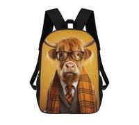 sinyumoney Dressed Highland Cow Mochila Escolar Infantil Impresa En 3D Para Niños, Mochilas De Viaje, Bolsas Para Libros Para Niños Estudiantes De Primaria 17inch