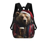 sinyumoney Drinking Beer Santa Bear Mochila De Peluche Con Dibujos Animados, Mochila 3D Para Niños, Bolsa Escolar, Idea De Regalo De Cumpleaños Para Niños Y Niñas 17inch