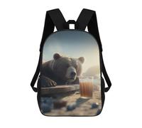 sinyumoney Drunk Bear with Beer Mochila De Moda Para Papelería, Impermeable, Informal, Para Hombres, Mujeres Y Adolescentes 17inch