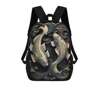 sinyumoney Dual Koi Fish Serenade Mochilas Escolares De Moda Para Papelería, Impermeables, Informales, Para Hombres, Mujeres Y Adolescentes 17inch