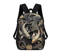 sinyumoney Dual Noble Koi Fish Mochilas Para Niños 17inch Mochila Escolar Mochila Escolar Impresa En 3D Para Niños De Primaria Y Secundaria