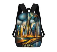 sinyumoney Dubai Futuristic Cubism - Modern Geometric Skyline Mochila Infantil, Mochila Escolar Infantil, Mochilas Escolares Impresas En 3D Para Niños Y Estudiantes Adolescentes 17inch