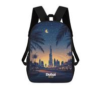 sinyumoney Dubai Skyline at Night Mochila Escolar Para Niños De 17 Pulgadas, Mochila Informal De Viaje Para Niños Y Niñas, Mochila De Gran Capacidad Para El Día A Día 17inch