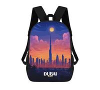 sinyumoney Dubai Skyline at Sunset Mochila Escolar Para Niñas Y Niños, Mochilas De Gran Capacidad, Mochilas Ligeras Para Niños Y Estudiantes 17inch