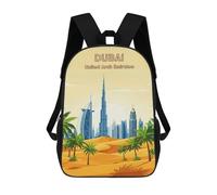 sinyumoney Dubai, United Arab Emirates Illustration Mochila Escolar Infantil De 17 Pulgadas, Impresa En 3D, Estilo Casual, Para Niños, Ideal Para Viajes, Como Mochila Escolar O Para Llevar Libros.