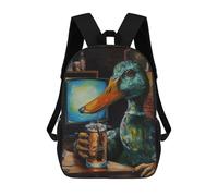 sinyumoney Duck Beer TV Funny Art Mochila Escolar Grande Resistente Al Agua Para Portátil Para Niños/niñas/adolescentes 17inch