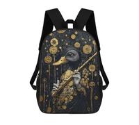 sinyumoney Duck Flutist in Gold Mochila Infantil, Mochila Escolar Impresa En 3D, Mochila Para Niños Y Niñas, Mochila Escolar Ajustable Para La Escuela Primaria 17inch
