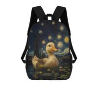 sinyumoney Duck in Starry Night Mochila Escolar Para Niños Mochila Escolar Impresa En 3D Mochila Escolar De Moda Para Niños De Primaria Y Secundaria 17inch