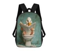 sinyumoney Duck Reading Newspaper on Toilet Mochila Escolar Ligera Para Aeropuerto, Estudiantes Universitarios, Mochila Para Niños/niñas/adolescentes 17inch