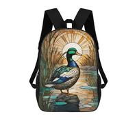 sinyumoney Duck Stained Glass Mochila Escolar, Mochila Informal, Mochila De Día, Mochila Escolar, De Trabajo, De Viaje Para Niñas, Adolescentes 17inch