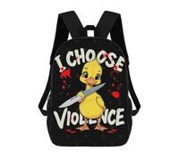 sinyumoney Duck with Knife - I Choose Violence Mochila Escolar Infantil Impresa En 3D, Mochila Informal De Moda Para Niños, Mochila De Viaje De Alta Capacidad Para Libros Para Niños 17inch