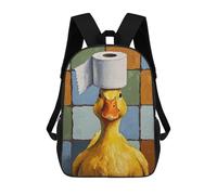 sinyumoney Duck with Toilet Paper Hat Painting Mochila Escolar Mochila Para Niños Impresa En 3D Mochilas Infantiles Para Niños Y Niñas Mochilas Escolares Mochilas De Viaje Para Niños 17inch