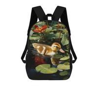 sinyumoney Duckling in Pond with Lily Pads Mochila Escolar Ligera Para Aeropuerto, Estudiantes Universitarios, Mochila Para Adolescentes, Chicas, Chicos, Mujeres Y Hombres 17inch