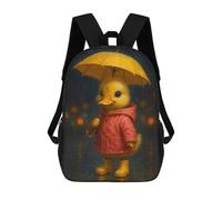 sinyumoney Duckling in Raincoat with Umbrella Mochilas Para Niños Mochila Escolar Mochila Escolar Impresa En 3D Para Niños Estudiantes De Primaria Y Secundaria 17inch