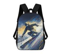 sinyumoney Dynamic Skiing Adventure -1 Mochila Escolar Infantil De 17 Pulgadas, Impresa En 3D, Estilo Casual, Para Niños, Ideal Para Viajes, Como Mochila Escolar O Para Llevar Libros.