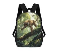 sinyumoney Dynamic Tiger in Jungle Mochila Escolar Infantil De 17 Pulgadas, Mochila Escolar Impresa En 3D Para Niños De Primaria Y Secundaria