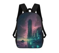 sinyumoney Dystopian Cityscape Mochila Escolar Mochilas Escolares Para Niñas Y Niños Mochila Con Bolsillo Mochila Escolar De Moda Para Niños 17inch