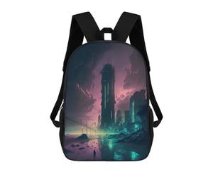 sinyumoney Dystopian Cityscape Mochila Escolar Mochilas Escolares Para Niñas Y Niños Mochila Con Bolsillo Mochila Escolar De Moda Para Niños 17inch