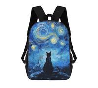 sinyumoney Eagle in Flight - Mochila escolar grande resistente al agua para laptop, para niños, niñas, adolescentes, Cat Under Starry Night, 17"