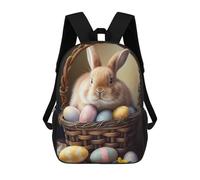 sinyumoney Easter Basket with Bunny-2 Mochila Escolar Infantil Impresa En 3D, Mochila Informal De Moda Para Niños, Mochila De Viaje De Alta Capacidad Para Libros Para Niños 17inch